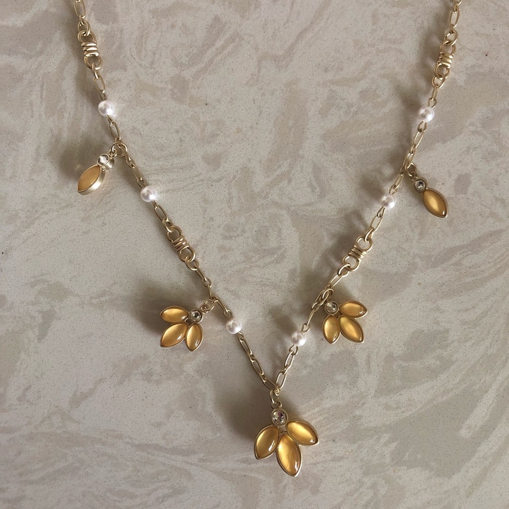 Lia Sophia Gold Lotus Necklace 36”